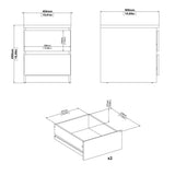 Wooden Bedside Cabinet With 2 Drawers - Naia