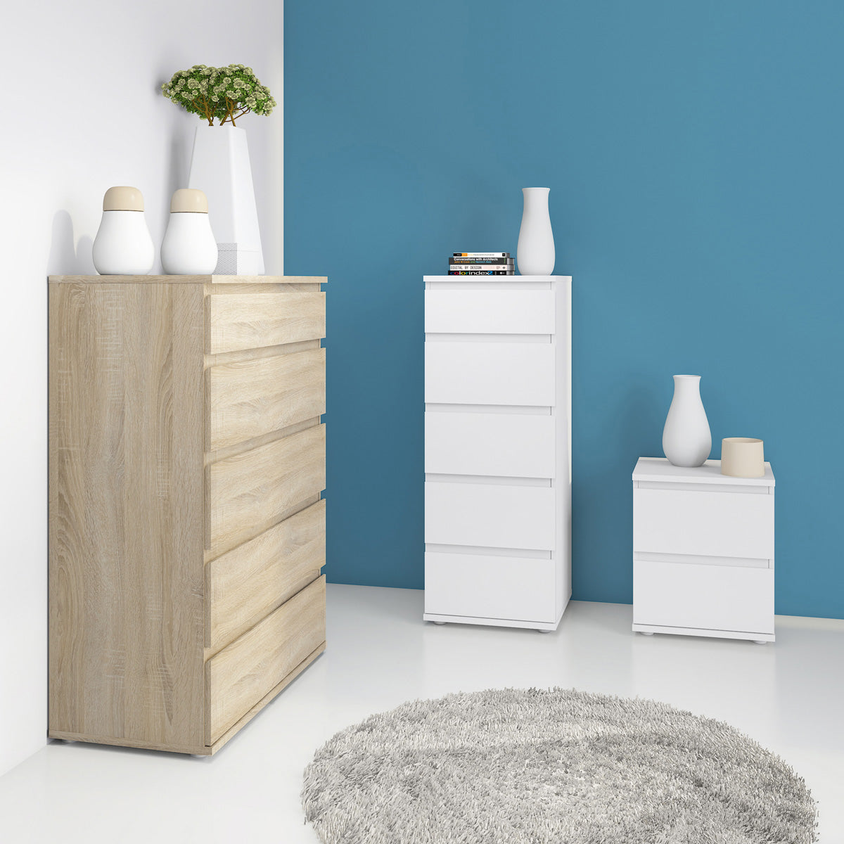Wooden Bedside Cabinet With 2 Drawers - Nova