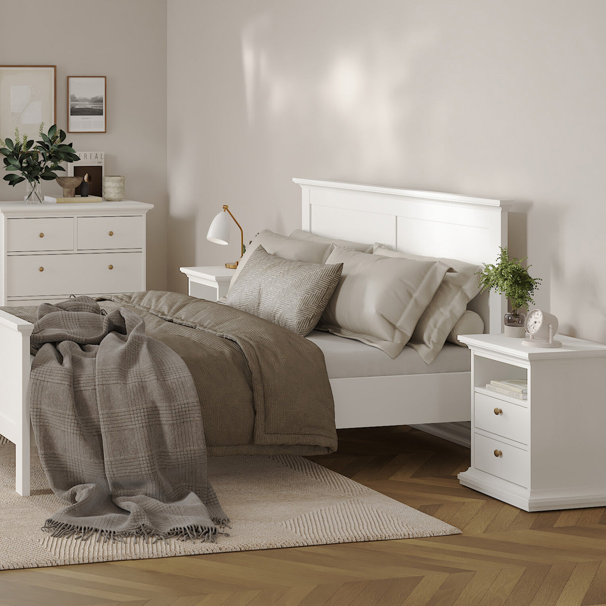 Wooden Bedside Cabinet With 2 Drawers - Paris