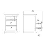 Wooden Bedside Cabinet With 2 Drawers - Paris