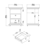 Wooden Bedside Cabinet With 2 Drawers - Paris