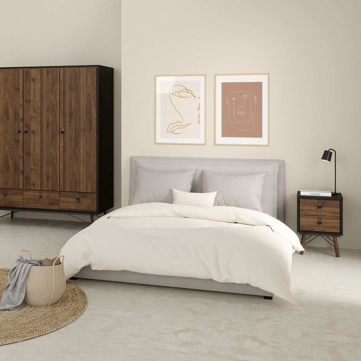 Wooden Bedside Cabinet With 2 Drawers - Ry