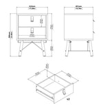 Wooden Bedside Cabinet With 2 Drawers - Ry
