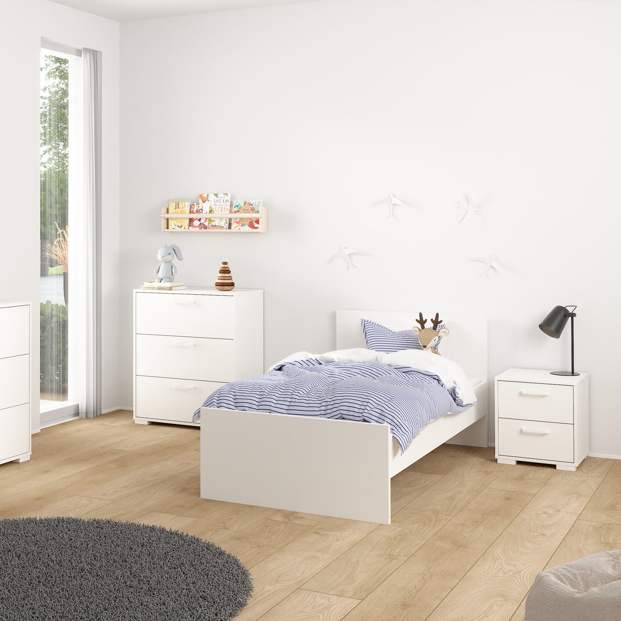Wooden Bedside Cabinet With 2 Drawers - Sofia