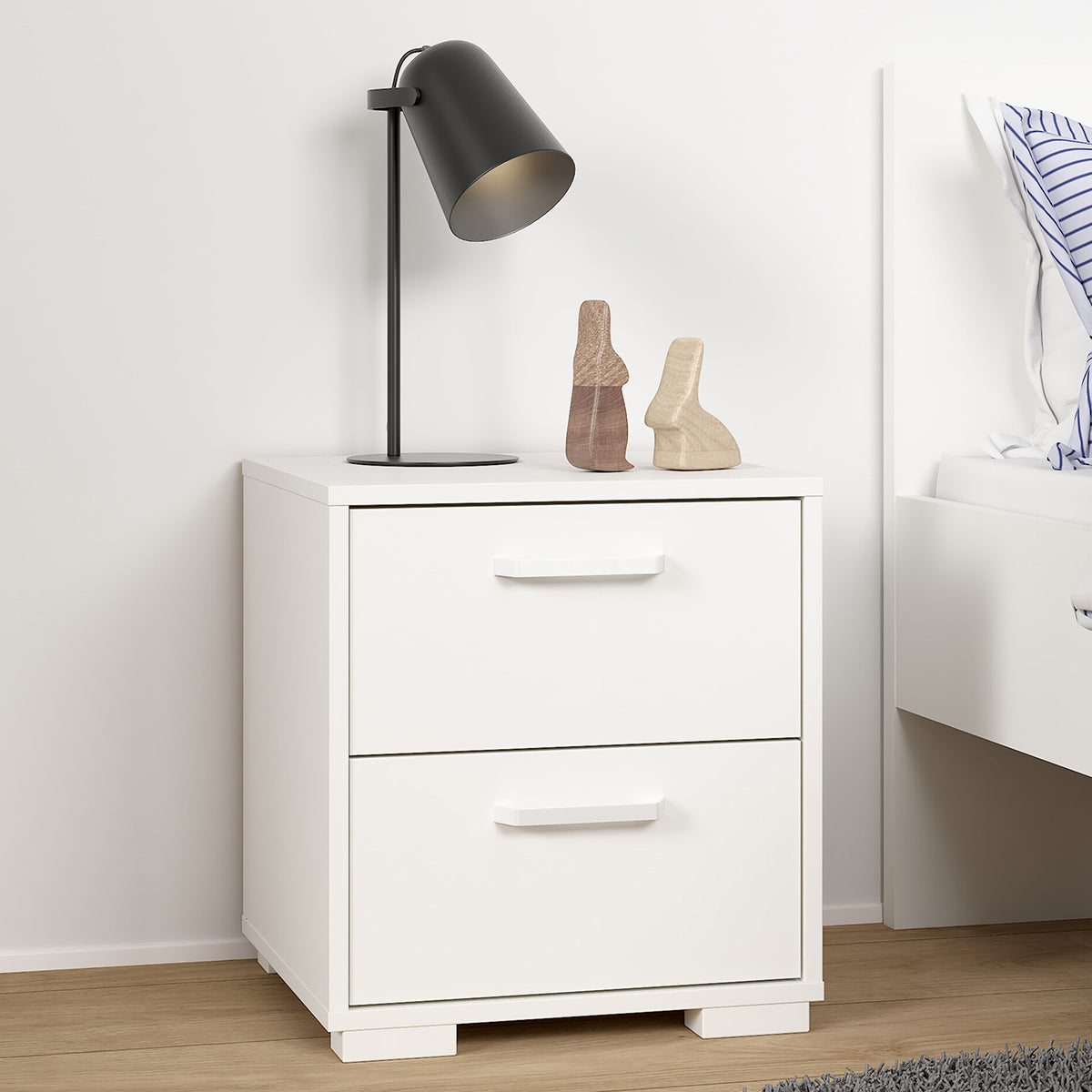 Wooden Bedside Cabinet With 2 Drawers - Sofia