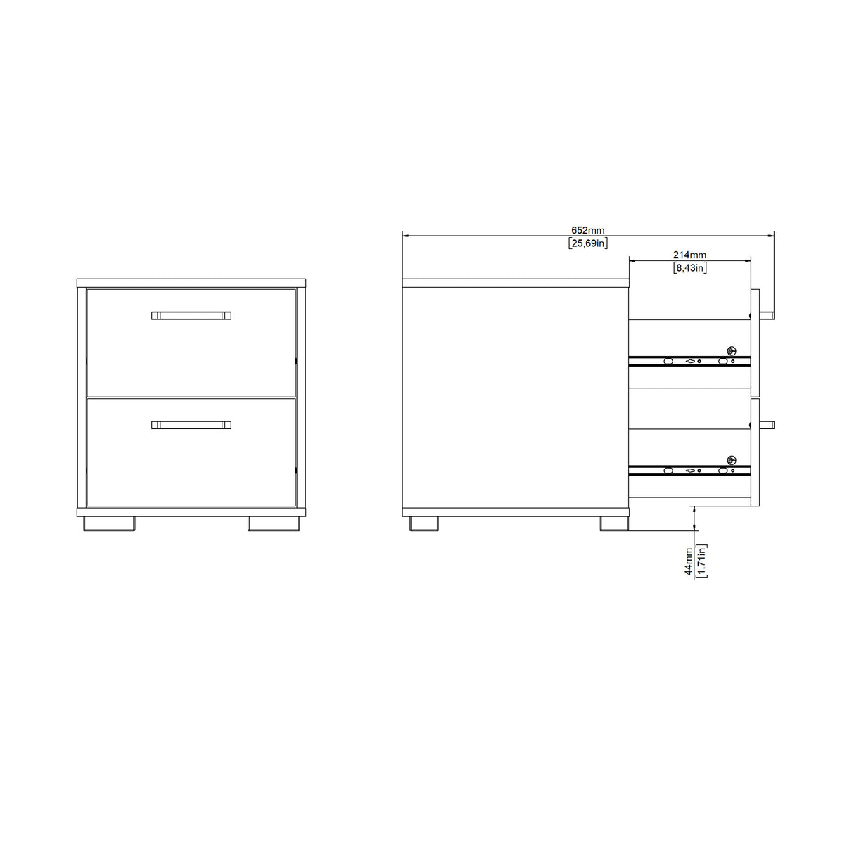 Wooden Bedside Cabinet With 2 Drawers - Sofia