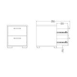 Wooden Bedside Cabinet With 2 Drawers - Sofia