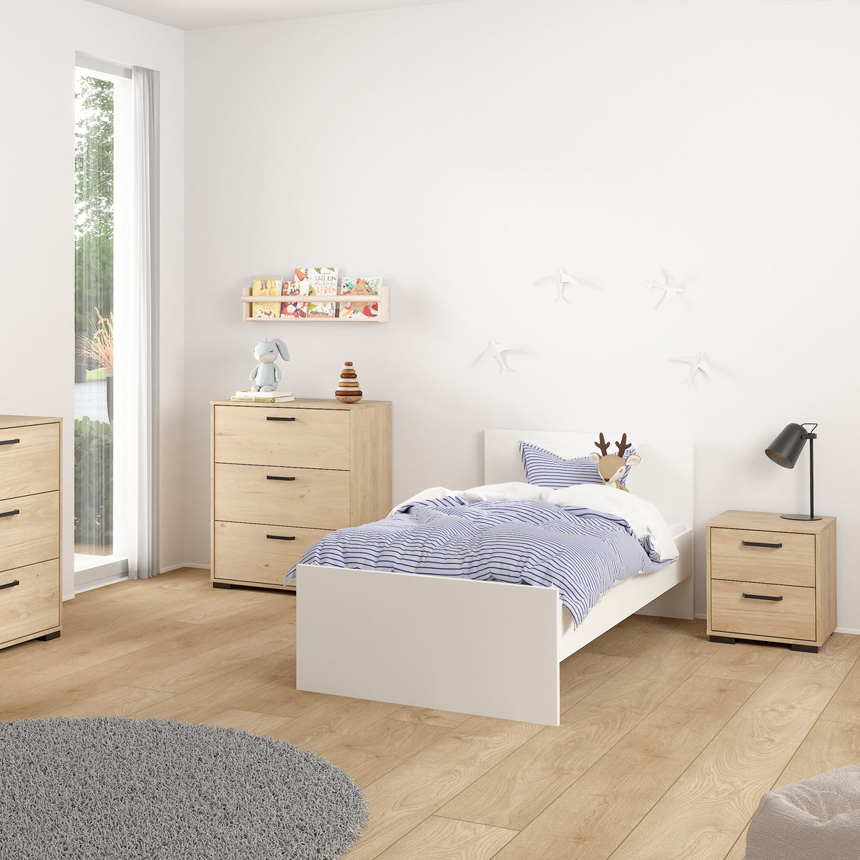 Wooden Bedside Cabinet With 2 Drawers - Sofia