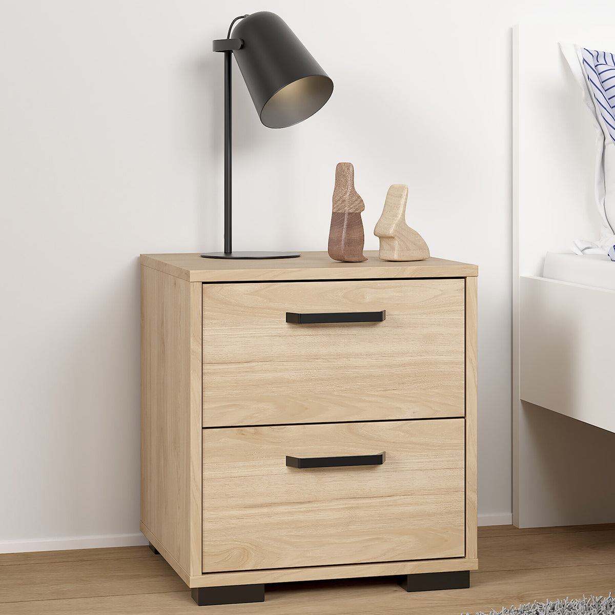 Wooden Bedside Cabinet With 2 Drawers - Sofia