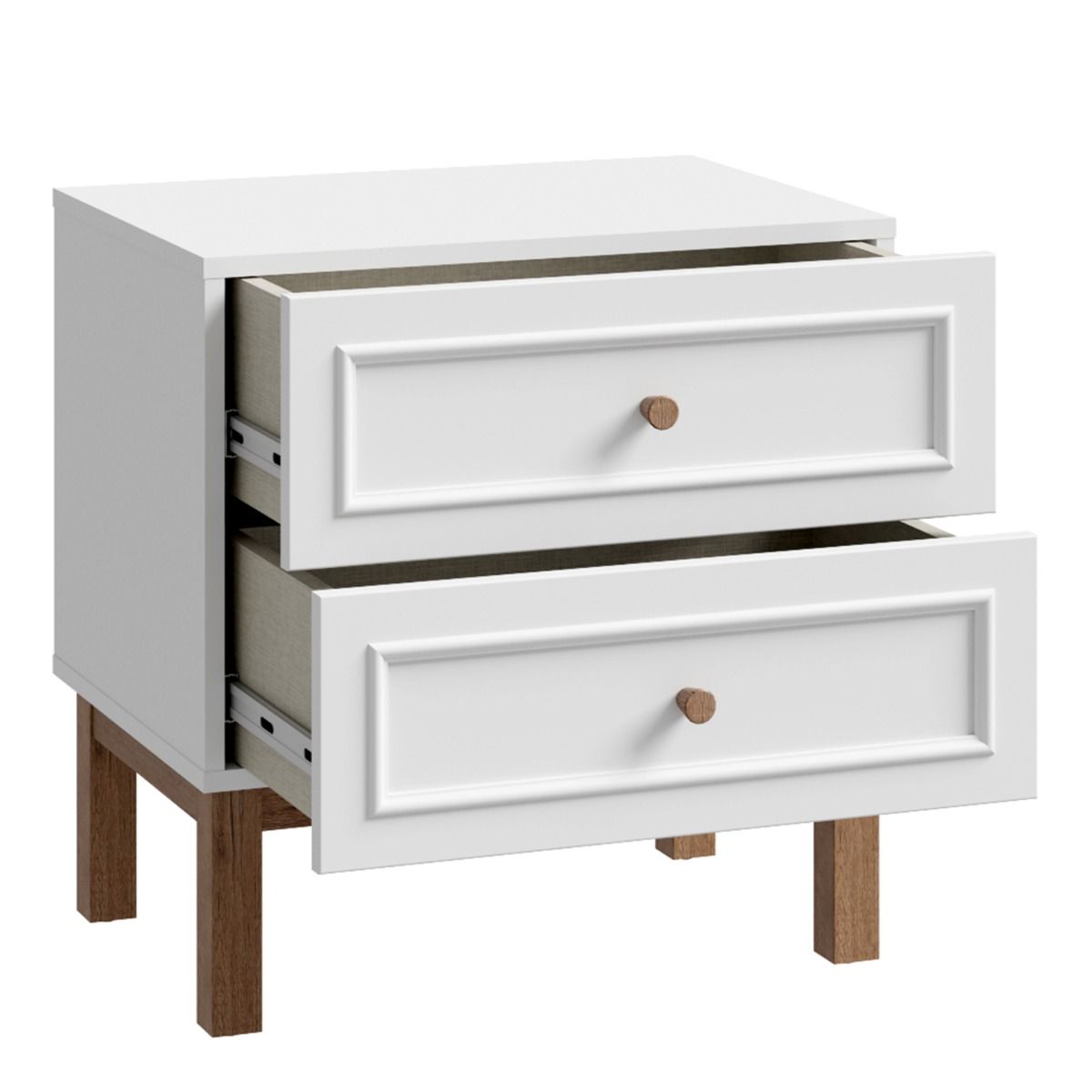 Wooden Bedside Cabinet With 2 Drawers - Wensley