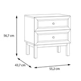 Wooden Bedside Cabinet With 2 Drawers - Wensley