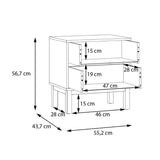 Wooden Bedside Cabinet With 2 Drawers - Wensley