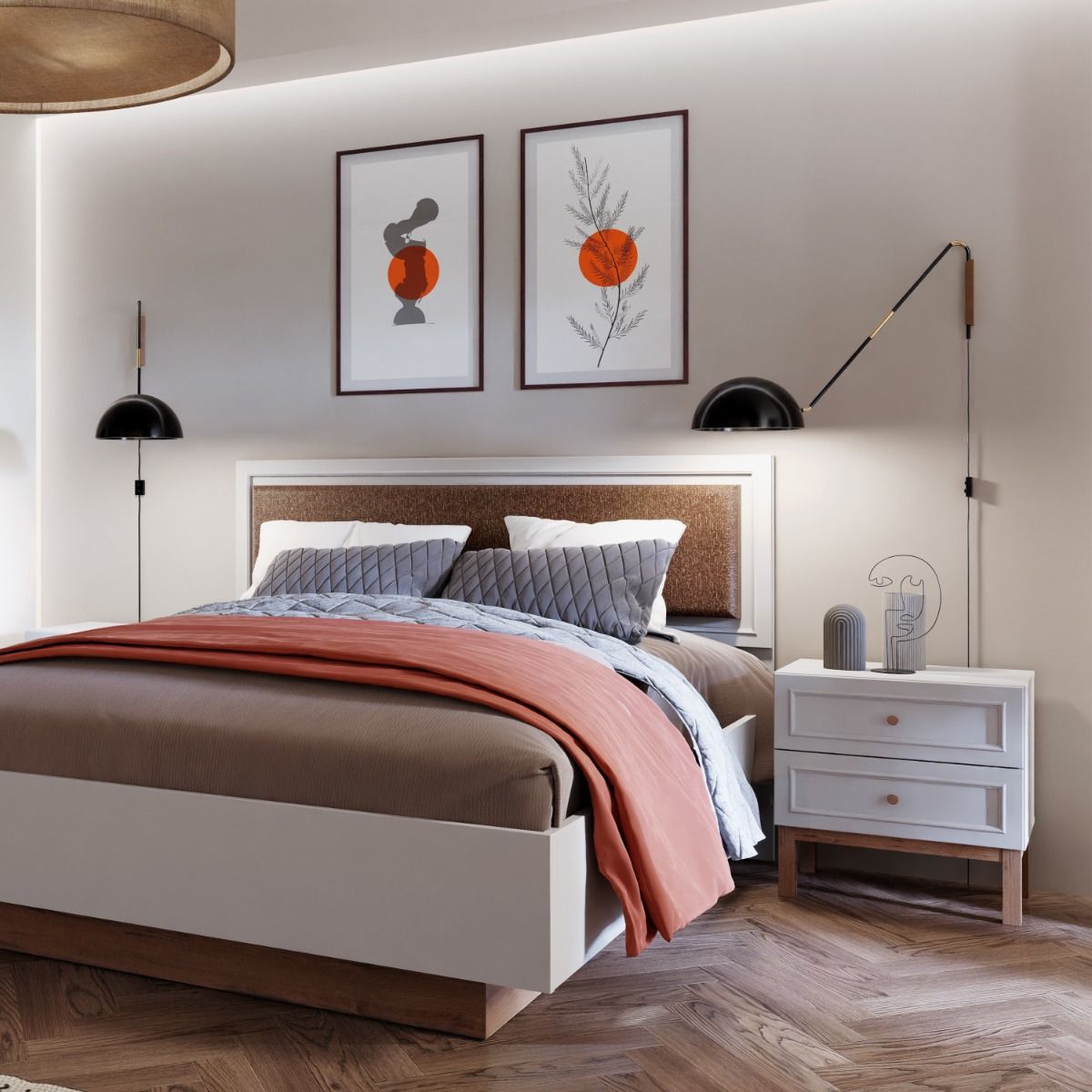 Wooden Bedside Cabinet With 2 Drawers - Wensley