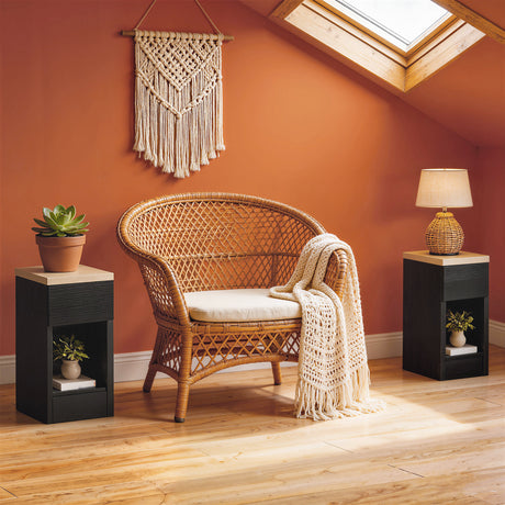 Wooden Bedside Cabinet 20cm Wide With 2 Drawers - Velmora
