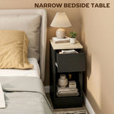 Wooden Bedside Cabinet 20cm Wide With 2 Drawers - Velmora