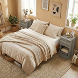 Wooden Bedside Cabinet 20cm Wide With 2 Drawers - Velmora