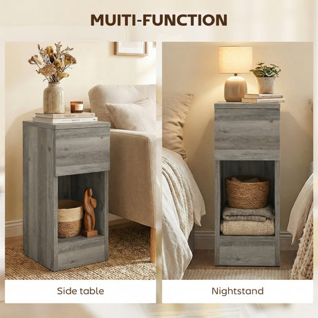 Wooden Bedside Cabinet 20cm Wide With 2 Drawers - Velmora
