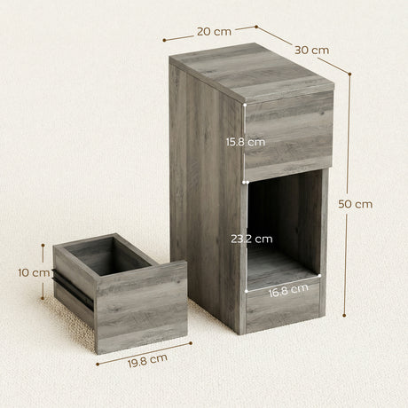 Wooden Bedside Cabinet 20cm Wide With 2 Drawers - Velmora