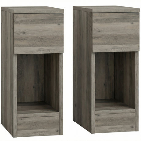 Wooden Bedside Cabinet 20cm Wide With 2 Drawers - Velmora