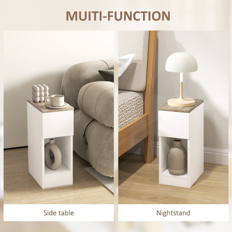 Wooden Bedside Cabinet 20cm Wide With 2 Drawers - Velmora