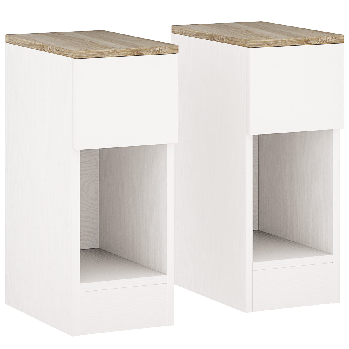 Wooden Bedside Cabinet 20cm Wide With 2 Drawers - Velmora