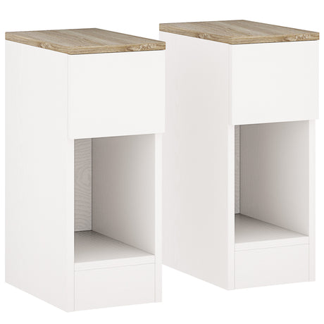 Wooden Bedside Cabinet 20cm Wide With 2 Drawers - Velmora