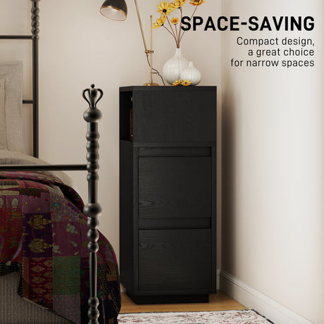 Wooden Bedside Cabinet 25cm Wide With 2 Drawers - Velmora