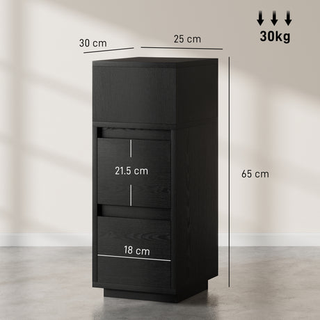 Wooden Bedside Cabinet 25cm Wide With 2 Drawers - Velmora