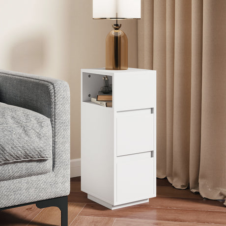 Wooden Bedside Cabinet 25cm Wide With 2 Drawers - Velmora