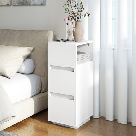Wooden Bedside Cabinet 25cm Wide With 2 Drawers - Velmora