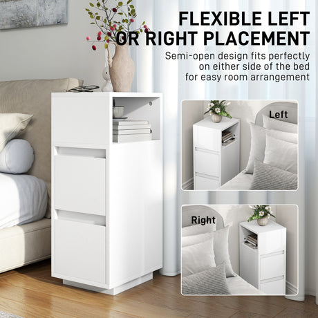 Wooden Bedside Cabinet 25cm Wide With 2 Drawers - Velmora