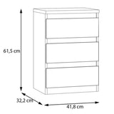 Wooden Bedside Cabinet With 3 Drawers - Edmore