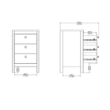 Wooden Bedside Cabinet With 3 Drawers - Madrid