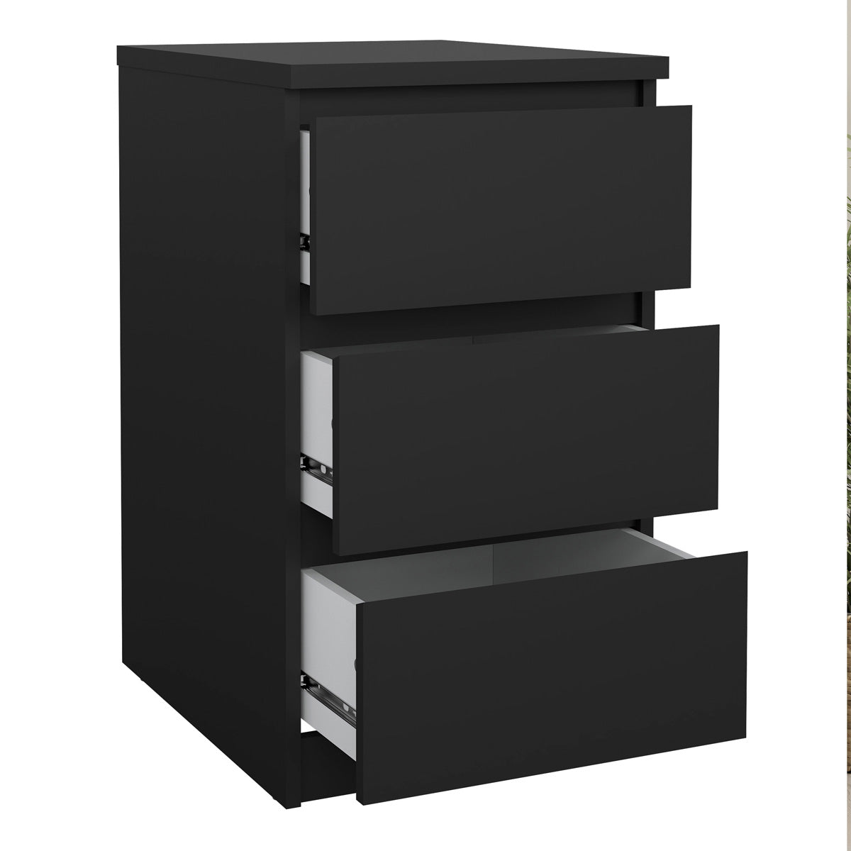 Wooden Bedside Cabinet With 3 Drawers - Naia