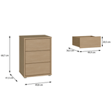 Wooden Bedside Cabinet With 3 Push-to-Open Drawers - Alice Springs