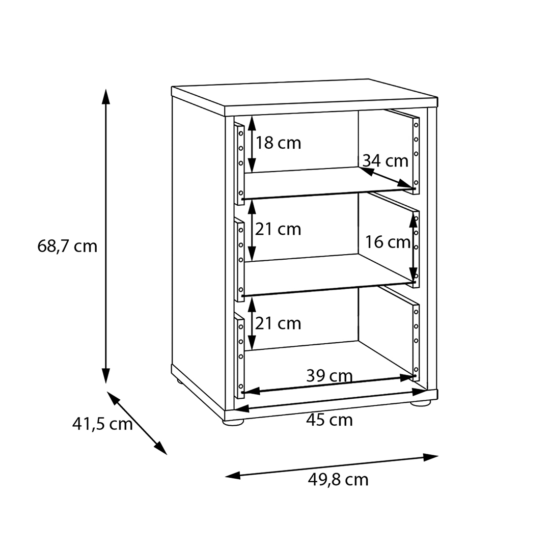 Wooden Bedside Cabinet With 3 Push-to-Open Drawers - Alice Springs