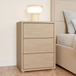 Wooden Bedside Cabinet With 3 Push-to-Open Drawers - Alice Springs
