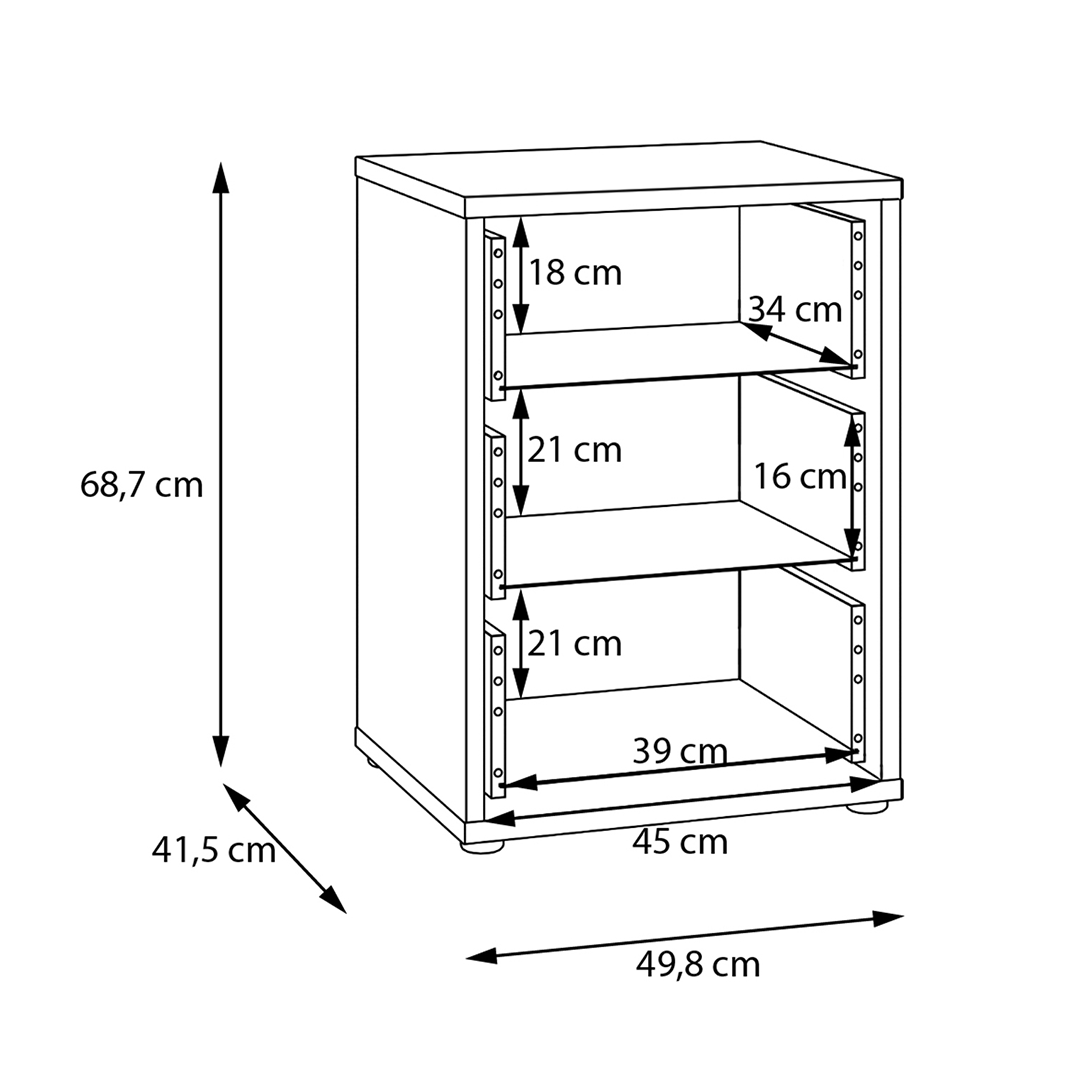 Wooden Bedside Cabinet With 3 Push-to-Open Drawers - Alice Springs