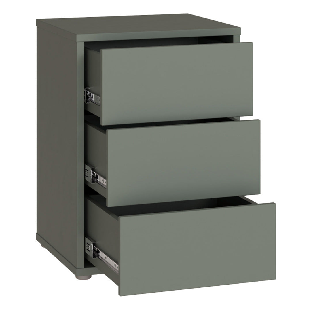 Wooden Bedside Cabinet With 3 Push-to-Open Drawers - Alice Springs