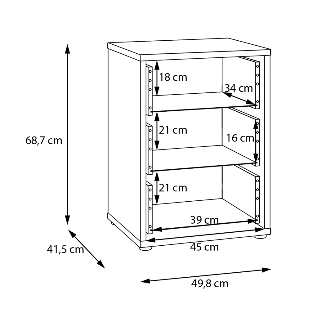 Wooden Bedside Cabinet With 3 Push-to-Open Drawers - Alice Springs
