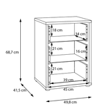 Wooden Bedside Cabinet With 3 Push-to-Open Drawers - Alice Springs