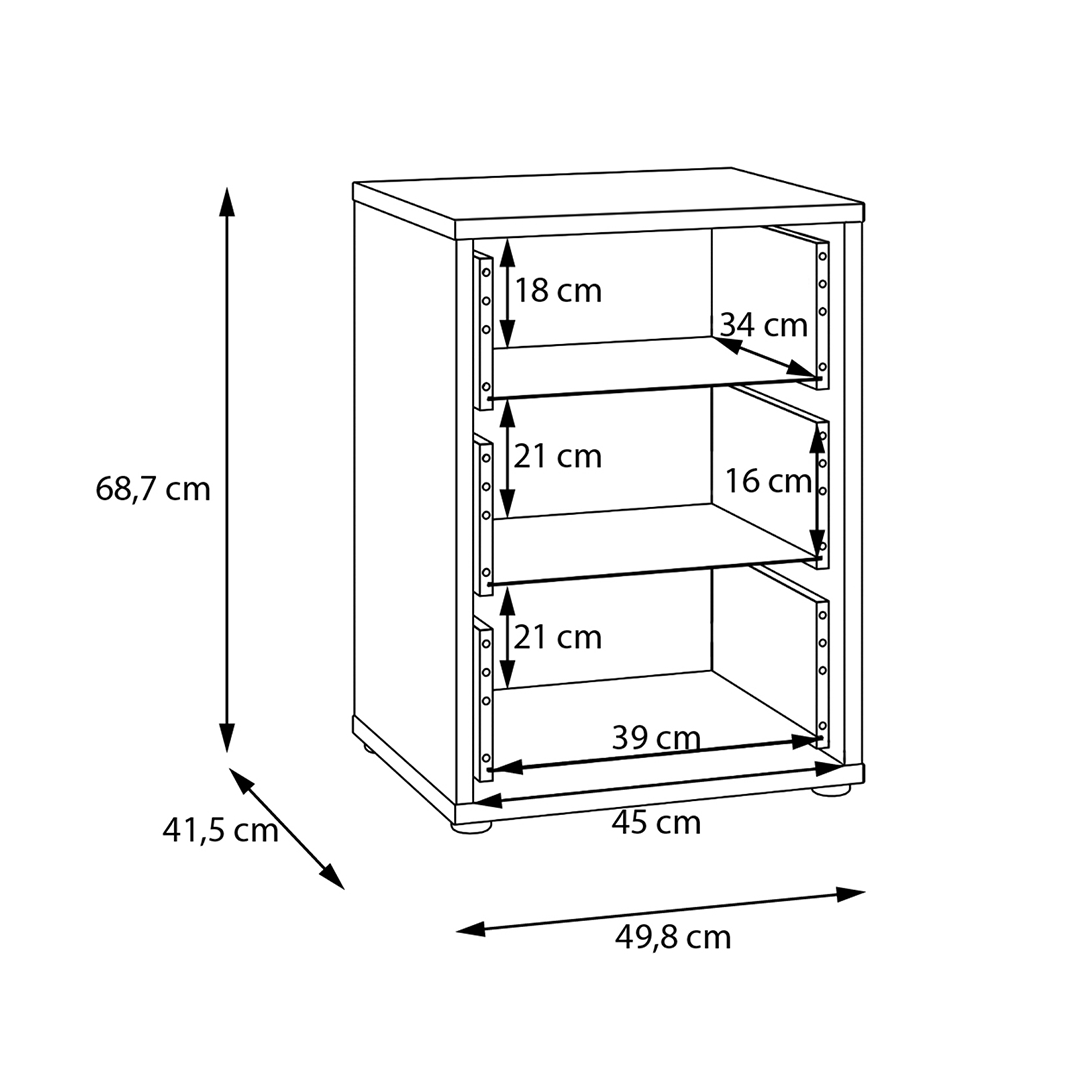 Wooden Bedside Cabinet With 3 Push-to-Open Drawers - Alice Springs