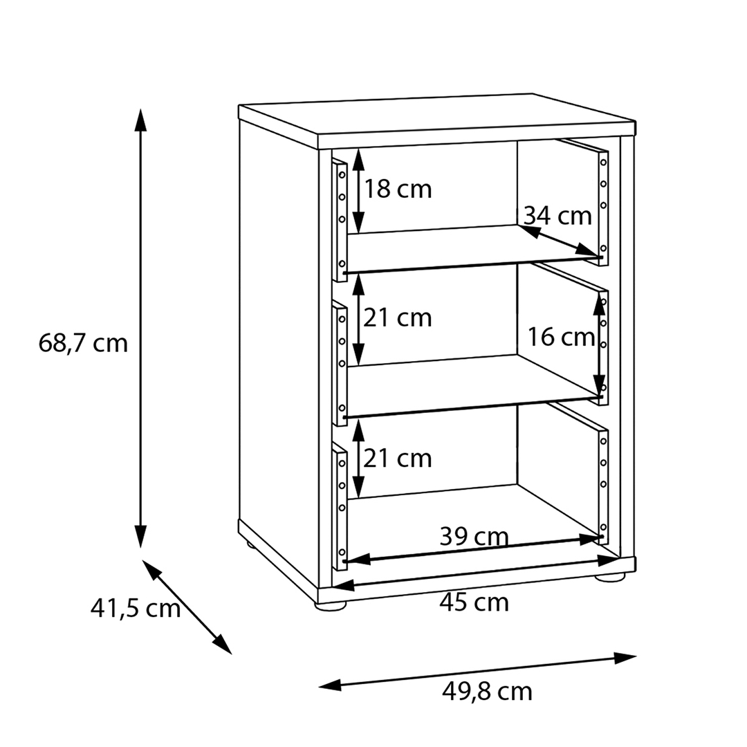 Wooden Bedside Cabinet With 3 Push-to-Open Drawers - Alice Springs