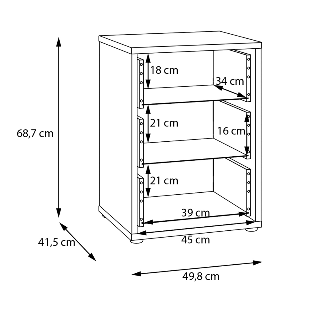 Wooden Bedside Cabinet With 3 Push-to-Open Drawers - Alice Springs