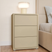 Wooden Bedside Cabinet With 3 Push-to-Open Drawers - Alice Springs