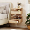 Wooden Bedside Cabinet 35cm Wide Wall Hung With 1 Drawer - Velmora