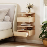 Wooden Bedside Cabinet 35cm Wide Wall Hung With 1 Drawer - Velmora