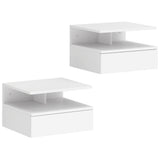 Wooden Bedside Cabinet 35cm Wide Wall Hung With 1 Drawer - Velmora