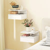 Wooden Bedside Cabinet 35cm Wide Wall Hung With 1 Drawer - Velmora