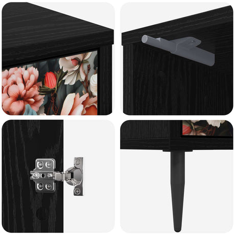 Wooden Bedside Cabinet 36cm Wide With 1 Door And Raised Feet - Borne